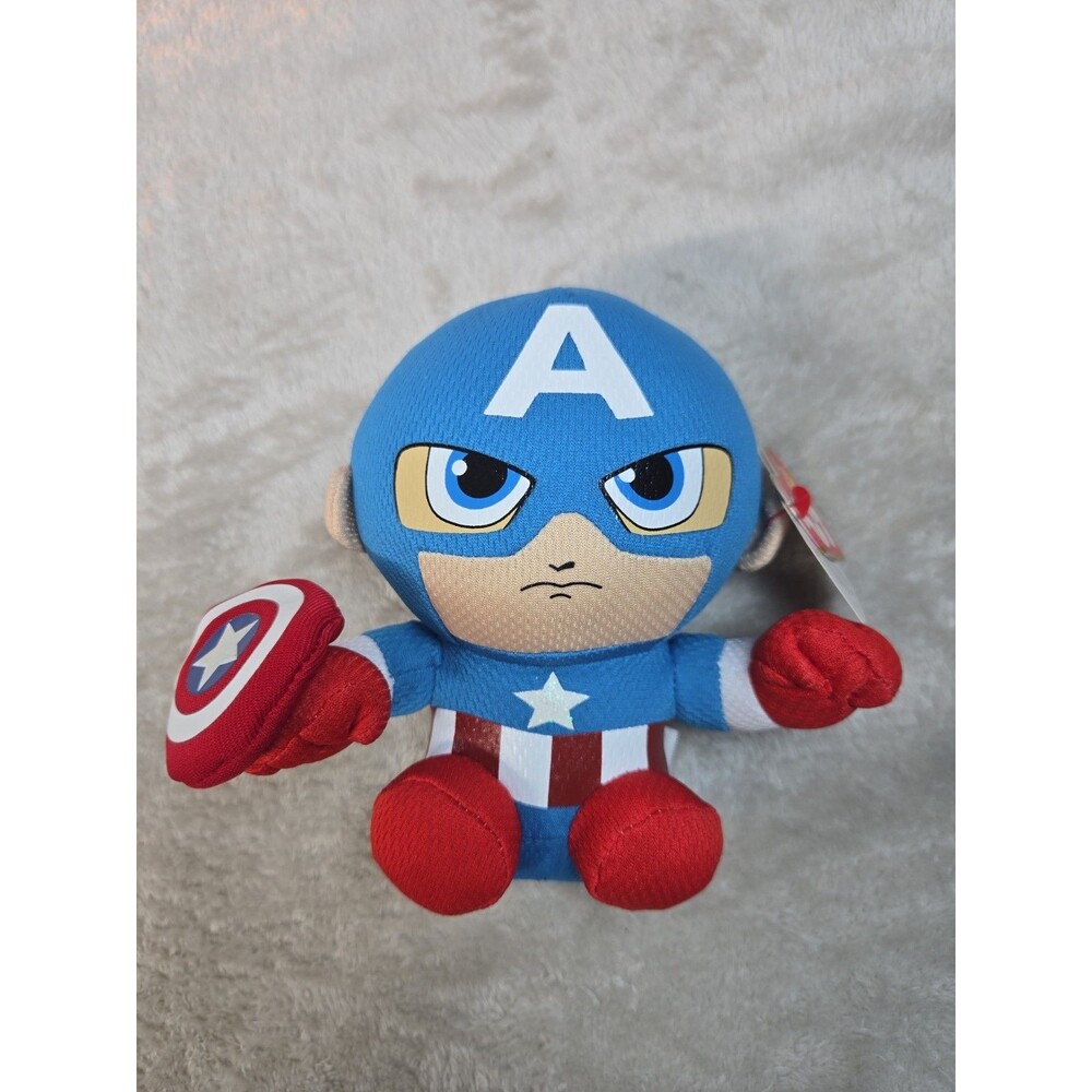 2021 Ty Beanie Babies 6” Marvel Caption America Stuffed Animal New SKU:F